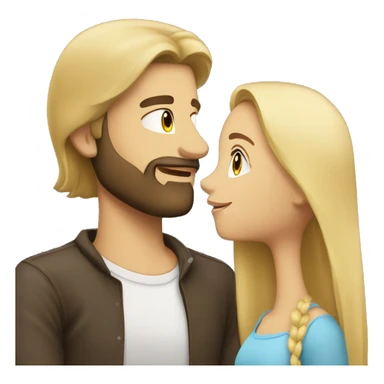 Brunette guy with beard kissing blond girl with long hair sticker
