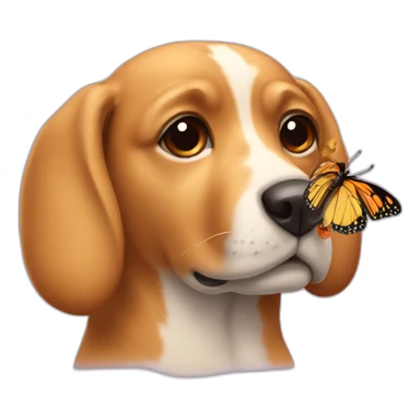 dog with butterfly on nose sticker