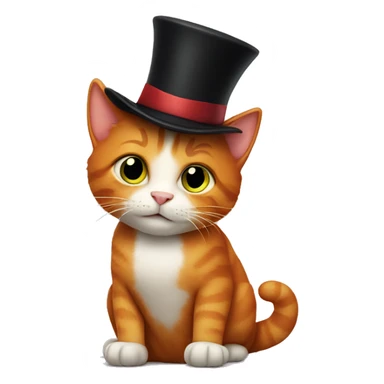 Ginger cat with a top hat sticker