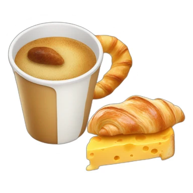 Croissant coffee and cheese sticker