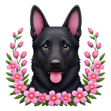 Black Shepherd viele Blumen pink  sticker