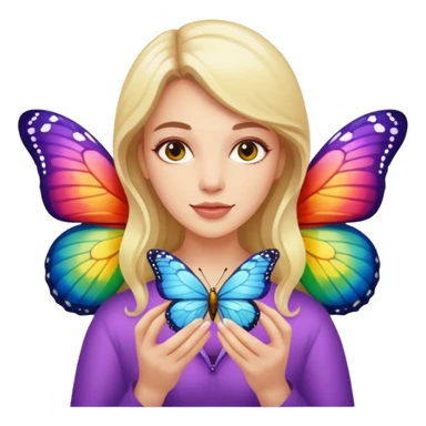 Cabelos de cor morro uma mulher branca com uma borboleta na sua mão sticker