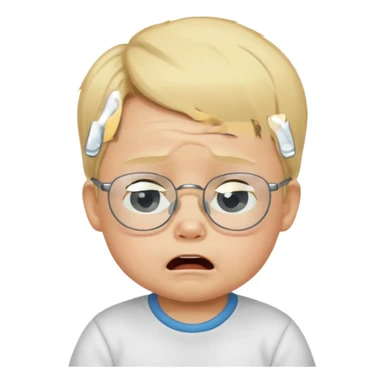 blond baby boy crying with glasses sticker