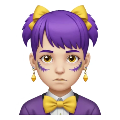 boy with bangs and purple hair and yellow hairbow and earrings and very heavy face tattoos sticker