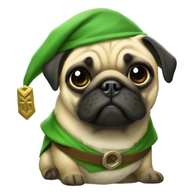 Pug dressed as link from Zelda sticker