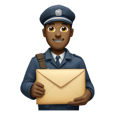 a normal skined postman holding an envelope sticker