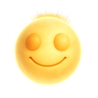 Make the ball glow with a radiant, angelic light effect, ethereal and divine with a warm, gentle smile. Remove any background. Keep the 3D emoji style. sticker