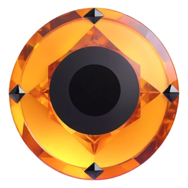 extreme up close amber round cut holographic gem with black metal accent sticker