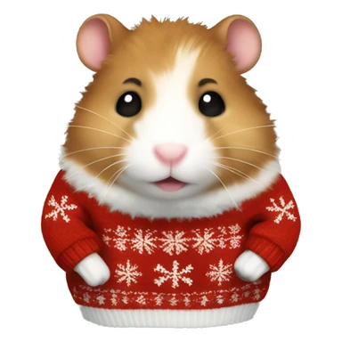 Fluffy brown Hamster wearing christmas Sweater  sticker