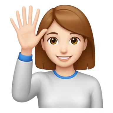 smiling girl palm raised to signal stop sticker