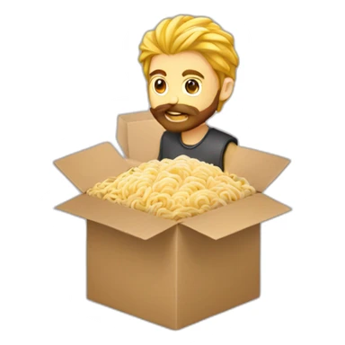 Blond Developer with beard and ramen in box sticker