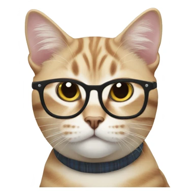 A Scottish straight cat with glasses sticker