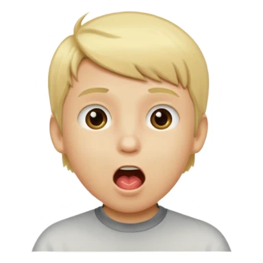 Un garçon blond qui ouvre la bouche laissant voir les numéros 6 7 sticker