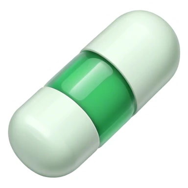 a green and white pill capsule sticker