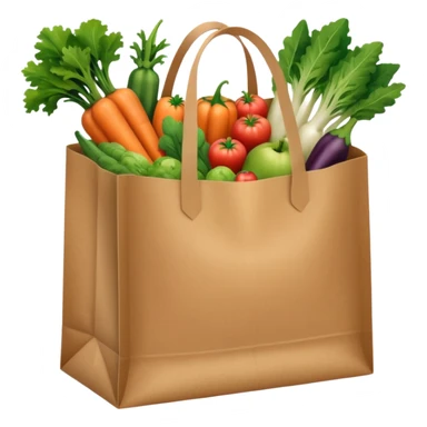 sac kraft marron ouvert avec des légumes et des fruits dedans  sticker