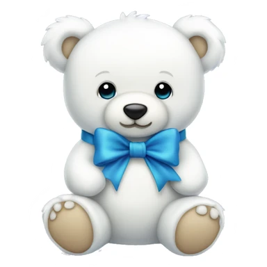 Cute white teddy bear with bow blue sticker