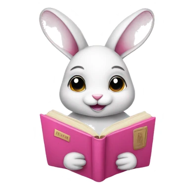bunny with pink book sticker