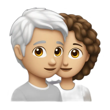 Une fille blanche et brune et un garçon métisse aux cheveux noirs sont amoureux sticker