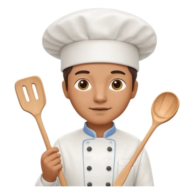 Create a highly polished, 3D game UI–style illustration of a chef.  sticker