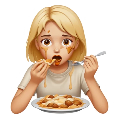 Girl overeating  sticker