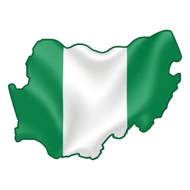 "Nigeria outline filled with the Nigerian flag colors, green-white-green, simple and bold, vector-style, clean and vibrant." sticker