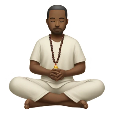 man meditating with prayer beads sticker