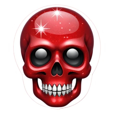 red glitter skull sticker
