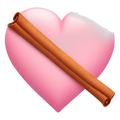 Pastel pink love heart with a cinnamon scroll sticker