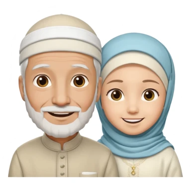 Old Muslim man with little girl sticker