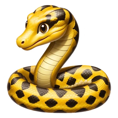 cinematic-cute-anaconda-portrait-emoji,-head-tilted-playfully-and-inquisitively,-with-a-sleek,-shimmering-body-adorned-with-detailed-scale-sriped patterns-and-round,-sparkling-eyes-full-of-wonder,-simplified-yet-irresistibly-adorable-features sticker