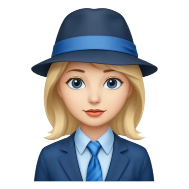 Blue neck tie with hat women sticker