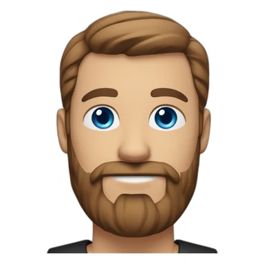 White man with a slight sun kissed tan, blue eyes and brown hair. He has a beard and mustache trimmed. Wears black clothing and wears his hair styled sideways backwards. sticker