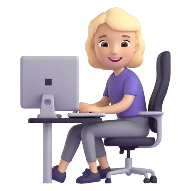 cheerful software developer emoji, person at a computer sticker