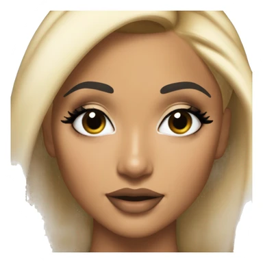 Ariana grande with eye-liner her iconic very  high Sleek blonde ponytail in yes and music vidéo outfit and makeup  sticker