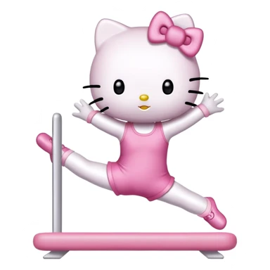 Hello Kitty doing a gymnastics straight jump sticker