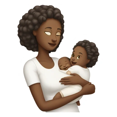 A white mother holding her white baby girl sticker