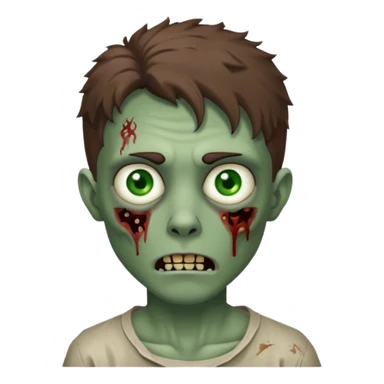 Zombie with lil bit curly medium brown hair in wolf cut hair style sticker