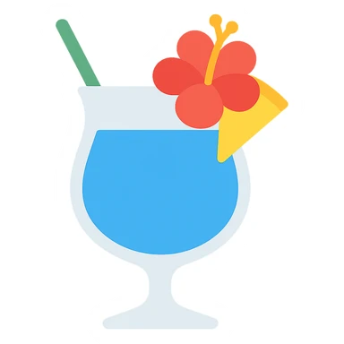 blue tropical cocktail with hibiscus and pineapple garnishes sticker