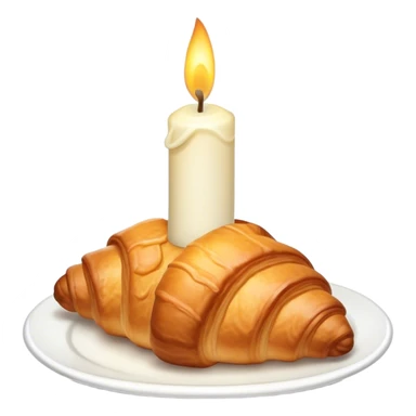 A croissant with a lit birthday candle on top sticker