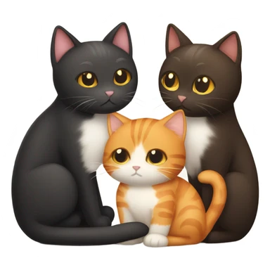 Brown cat orange cat black cat hugging sticker