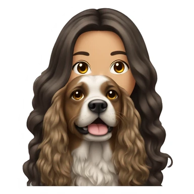 à beatiful long hair brunette with tattoos and a dog sticker