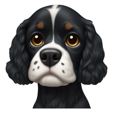 Small completely black king spaniel with black fur on his whole face and white fur on chest sticker
