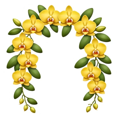 Yellow orchid flower garland sticker