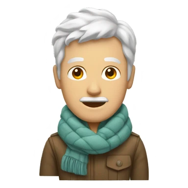 white man with a warm jacket and scarf sticker