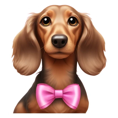 miniature long-haired dachshund with pink ribbons in her ears ￼ sticker