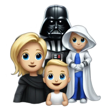 happy family of donald trump darth vader and baby sonic sticker