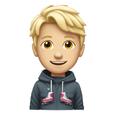 Blonde boy wearing inline skates sticker