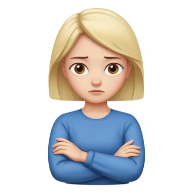 Generate a girl chocking herself cross arms looking annoyed  sticker