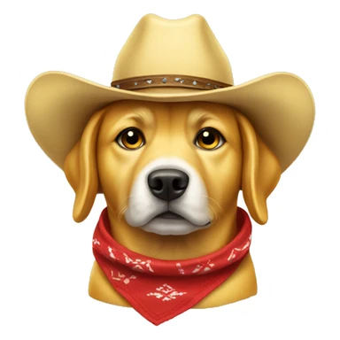 Yellow dog wearing a cowboy hat and red bandana  sticker
