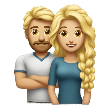 Chica rubia pelo largo con su novio mereno de pelo rizo  sticker